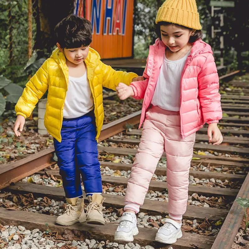 Baby winter warm pants 1-6T baby boys girls cotton down trousers candy color infant cute snowsuit toddler crotch openable pants