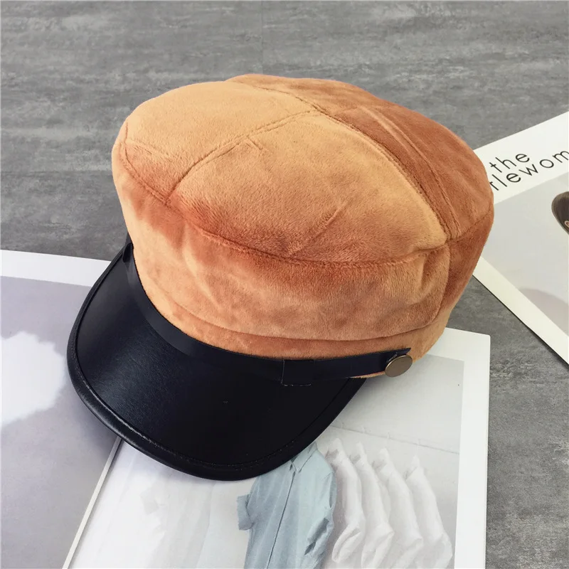Зимняя восьмиугольная шапка для женщин и мужчин, модные меховые береты, уличные стильные береты, брендовые шапки, газетная шапка для девочек 90s