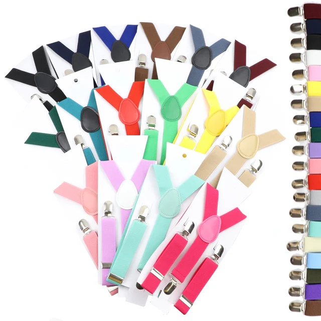 Colorful Kids Elastic Leather Suspenders Braces Child Yellow Blue Pink Adjustable Straps For Party Suit Skirt Accessories Gift