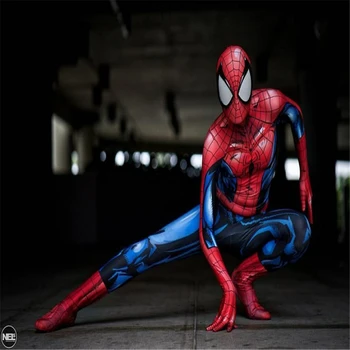 

Movie & TV Ultimate Spiderman cosplay Super hero Spiderman Costumes Fullbody Zentai Suit Adult man Jumpsuit Long Sleeve Rompers