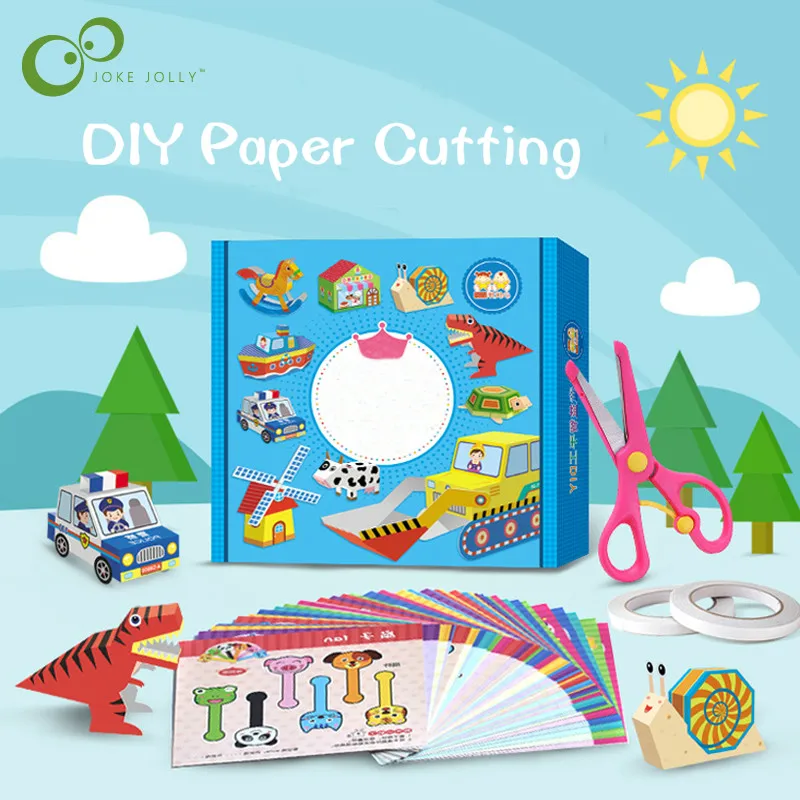 Craft DIY Two-Scissors Cutting-Toys/children Kids Educational-Toys Color-Paper Folding