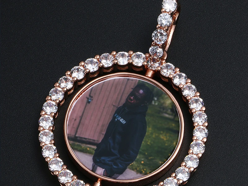 Горячее предложение! вращающаяся двухсторонняя подвеска с медальонами на заказ, ожерелье AAA кубический циркон, теннисная цепь для мужчин, ювелирные изделия в стиле хип-хоп