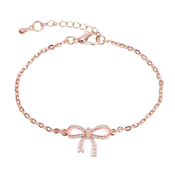 

Rose Gold And Silver Bow Hand Jewelry Women's Small Fresh Bracelet