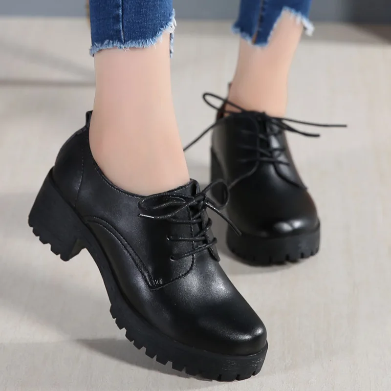 

Spring And Summer WOMEN'S Genuine Leather Shoes 2019 New Style Chunky-Heel British-Style Shoes Women's College Style plus Velvet
