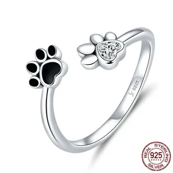 

Sterling silver ring Meng Chong claw print S925 open ring black dripping oil ring bracelet