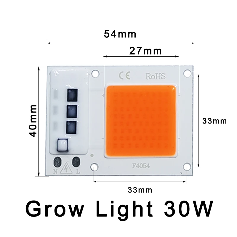 Full Spectrum LED Grow Light Chip for Plant Growth and Flowering - Driverless Design, Various Wattages Available