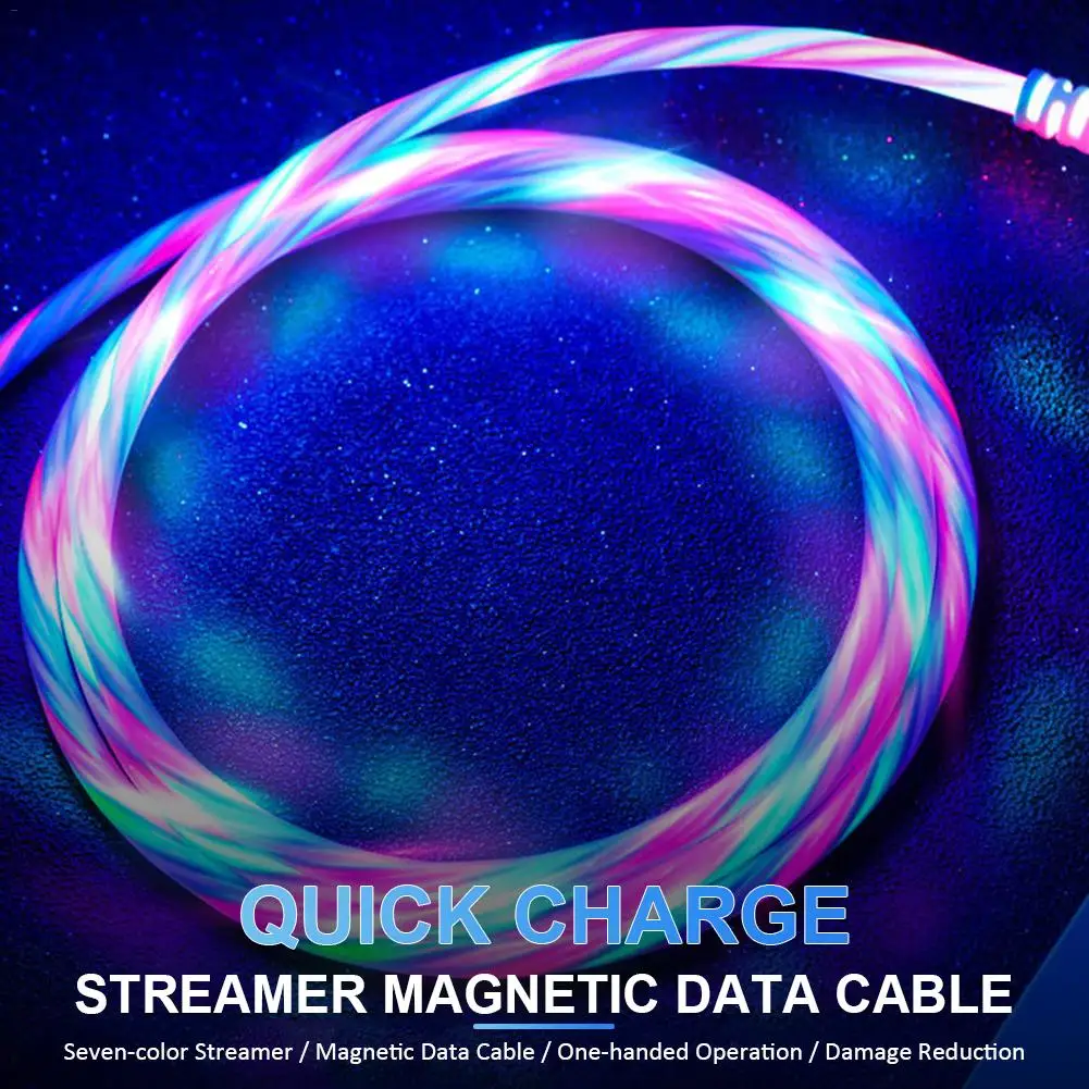 3 в 1 Магнитный usb-кабель для зарядки цветной стример Дата-кабель для быстрой передачи данных Зарядка для Android IOS TYPE-C кабель для мобильного телефона