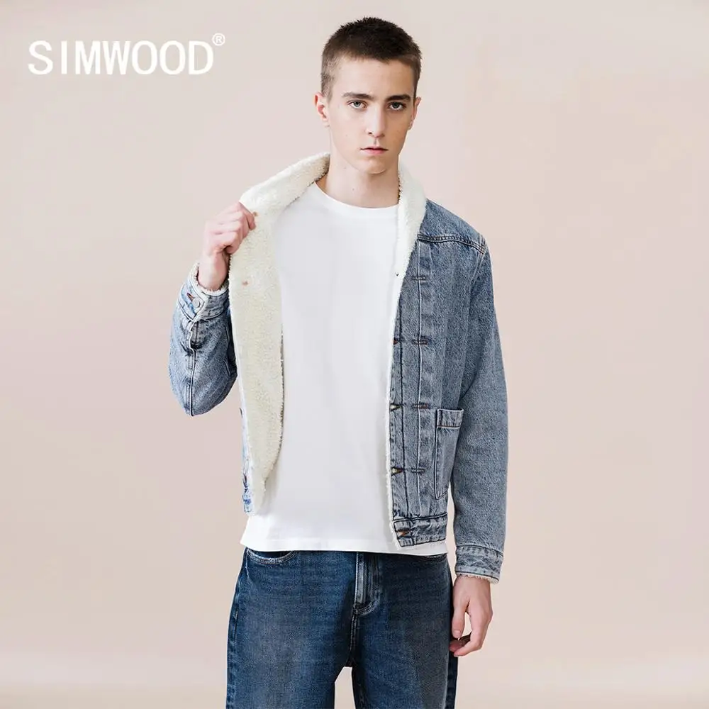 sheepskin lined denim jacket mens