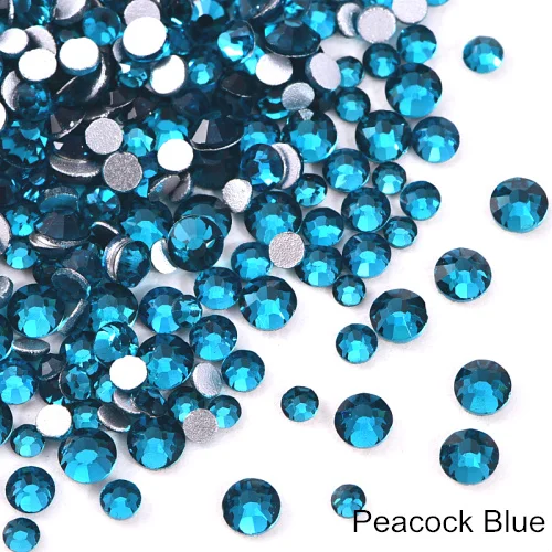 Peacock Blue 2028 с разноцветными кристалами, не требуют горячей фиксации Стразы с плоской задней Стекло Стразы Non HotFix Стразы для нейл-арта украшения B3398 - Цвет: Peacock Blue