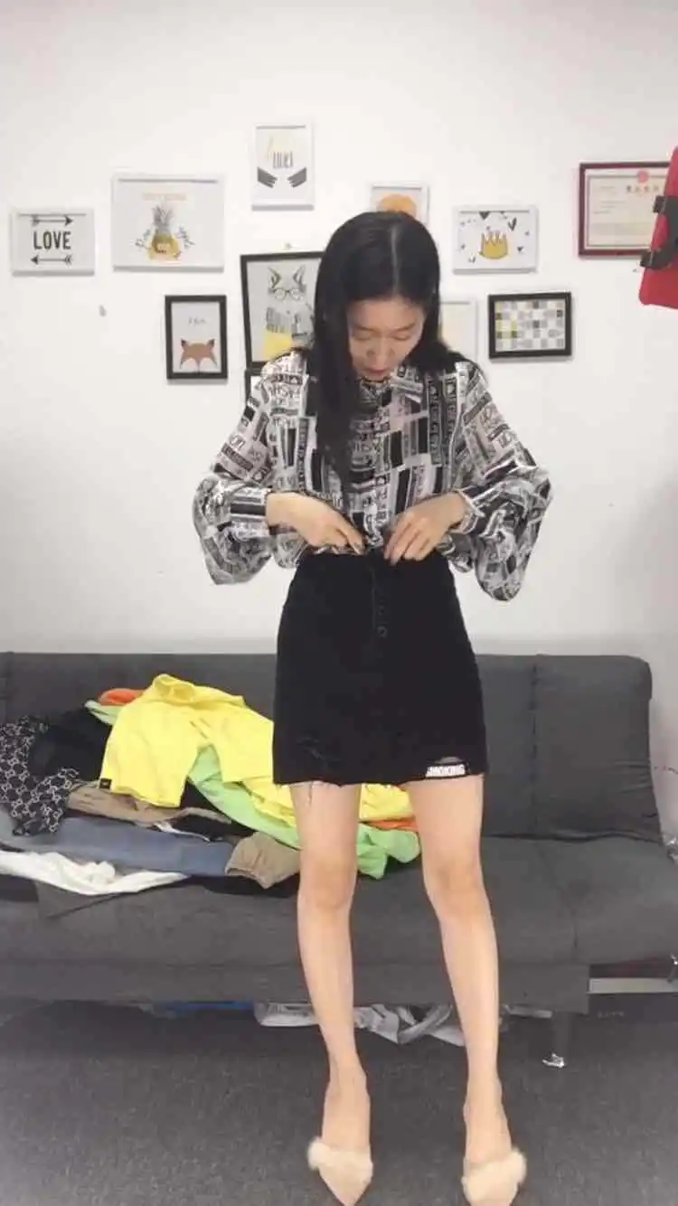 

Seckilling-Rebate Does Not Change Trend si li kou Sub-Accent Denim Skirt
