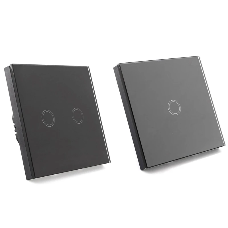

TOP 2 Pcs Light Switch with Wall Switch Touch-Screen Glass Remote Control Single Black Switch, 1-Way & 2-Way
