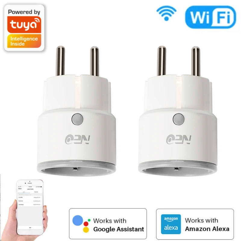 WI-FI мини Tuya Smart Plug Мощность адаптер 10A сроки Беспроводной розетка переключатель
