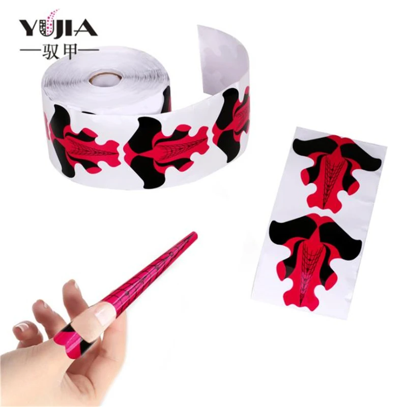

500pcs Fish Shape Nail Art French Acrylic UV Gel Tips Extension Curl Builder Form Stencil Manicure Tool Sticker For Polish Guide