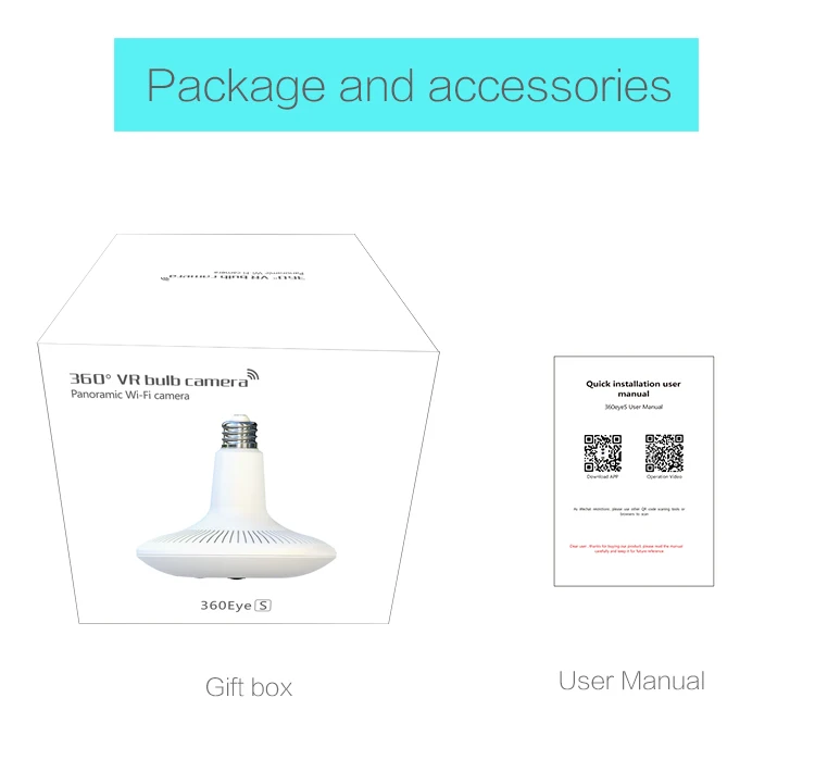 1.3MP 3.0MP Panoramic Wifi Camera 360 Degree Mini Small Size 3D Vision Home Security Smart Bulb Wifi IP Camera 10 Meters IR 12