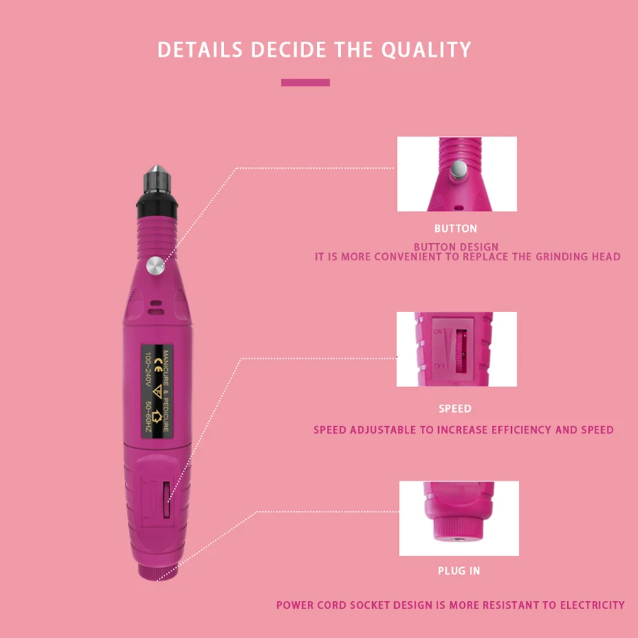 Машина для дизайна ногтей, сверлильный станок, набор, мельница для ногтей, профессиональное оборудование, фреза для маникюра, Электрический аксессуар, педикюрная пилка
