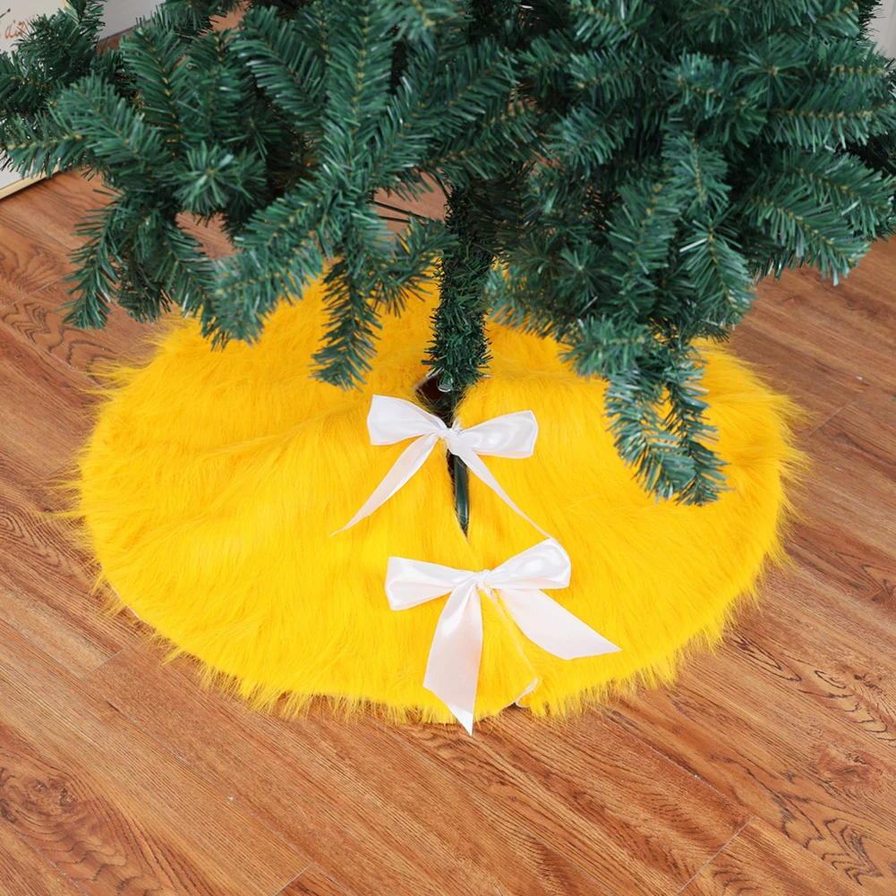 

Yellow Plush Christmas Tree Skirts Fur Carpet Merry Christmas Decoration for Home Natal Natal Tree Skirts New Year Decoration