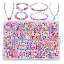 

DIY Handmade Beaded 1200pcs Children's Toy Creative Loose Spacer Beads Crafts Making Bracelet Necklace Jewelry Kit Girl Toy Gift