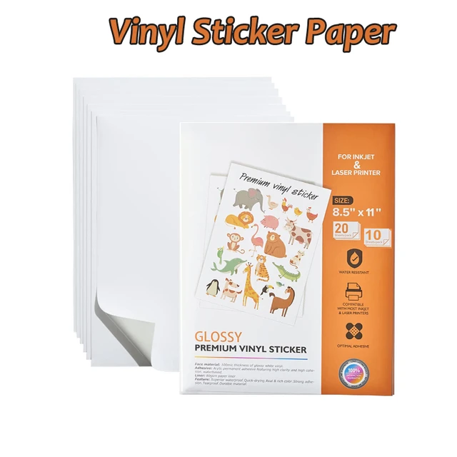 HTVRONT 20PCS Translucent A4 Printable Vinyl Sticker Paper Self-adhesive  Copy Paper for Inkjet & Laser Printer DIY 8.5x11 Inch - AliExpress