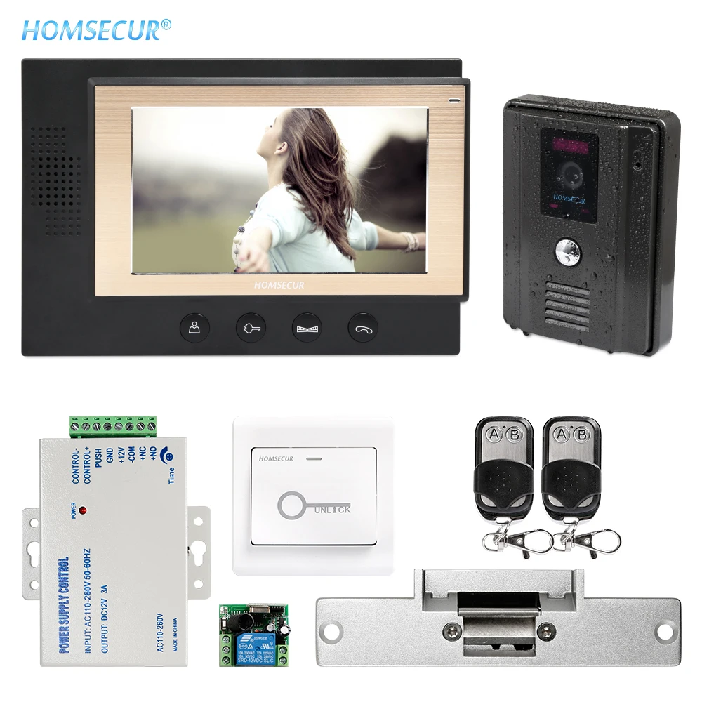 HOMSECUR 4 Wire 7\ Video Door Phone Intercom System+Dual-way Intercom Fail Safe NC Mode Lock for Home Security (TC011-B+TM701-B) HOMSECUR 4 Wire 7\ Video Door Phone Intercom System+Dual-way Intercom Fail Safe NC Mode Lock for Home Security (TC011-B+TM701-B)