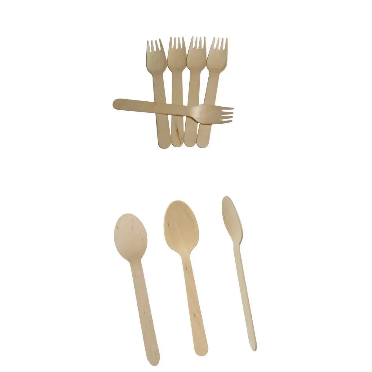 

200pcs WOOD ECO FORKS TEA SPOONS COCKTAIL DISPOSABLE PARTY CATERING