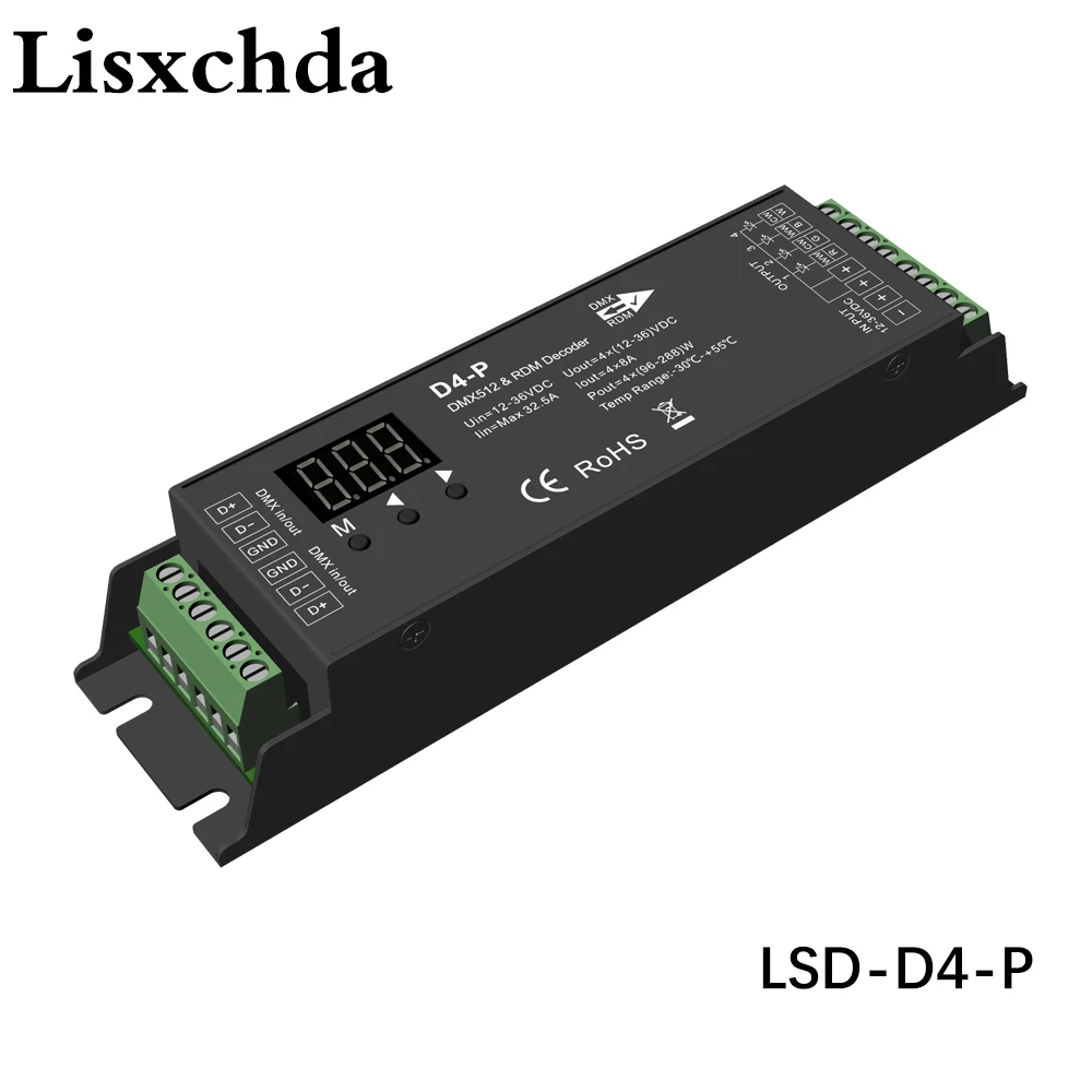 Декодер для светодиодных лент 4 канала 8A 1152 Вт постоянное напряжение DMX512 и RDM|decoder