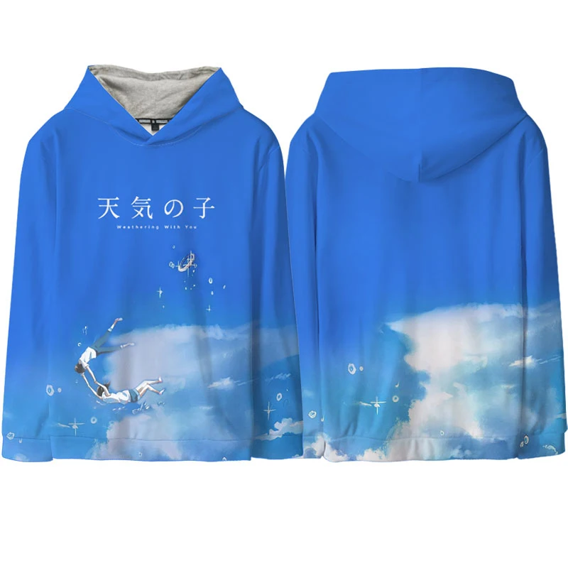 Аниме Толстовка Makoto Shinkai ваше имя. Weathering with you Tenki no Ko Косплей Толстовка с капюшоном полноцветный принт пуловер пальто