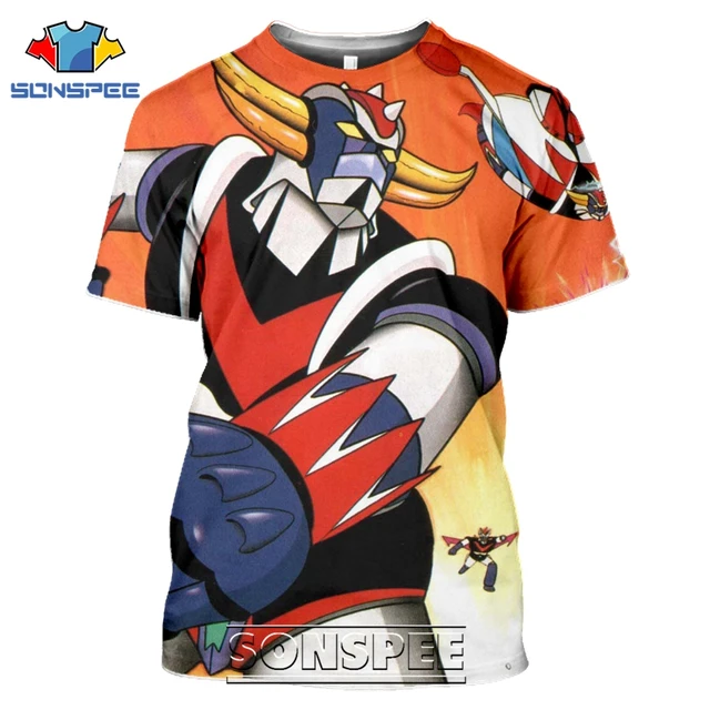 SONSPEE 3D Print Men Women Goldorak T-shirts Casual Streetwear Harajuku Hip Hop Short Sleeve Vintage Anime Tees Tops Shirt Style 03
