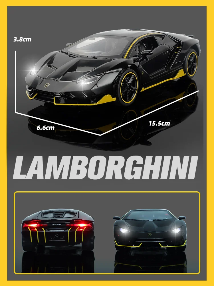 LP770 740 1:32 Lamborghinis Car Alloy Sports Car Model Diecast Sound Super Racing Lifting Tail Hot Car Wheel For Children Gifts