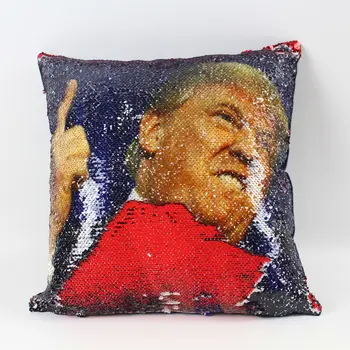 

Super Shining Trump Reversible Color Changing Pillow Case Magical Nicolas Cage number Cushion Cover with Sequins Pillow Cover