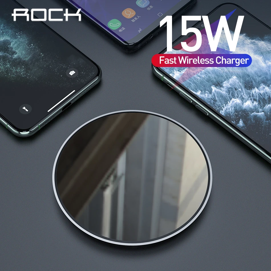 Беспроводное зарядное устройство ROCK 15 Вт Qi для iPhone 11pro X XS Xiaomi 9 Samsung|Беспроводные
