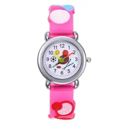 Розовые детские часы с силиконовым ремешком для мальчиков и девочек, кварцевые часы, стерео 3D бадминтон, милые студенческие часы, Montre Enfant