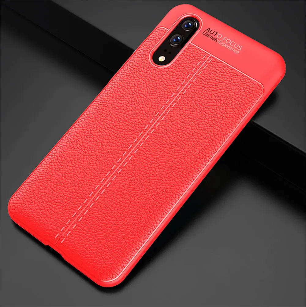 Роскошный Ультратонкий чехол для huawei Honor play 10 9i 7A y6 prime Y9 y5 mate RS противоударный кожаный текстурный силиконовый чехол - Цвет: Красный