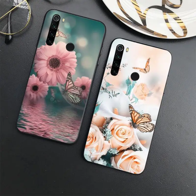 

Flowers and butterflies Phone Case For Xiaomi Redmi 7 9t a3Pro 9se k20 mi8 max3 lite 9 note 8 9s 10 pro