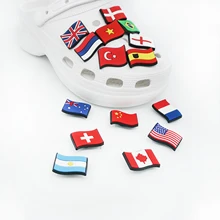 Drapeau National pour chaussures, breloques, style personnalisé, accessoires de chaussures, décorations, russie, états unis, espagne, brésil, pour enfant Croc Jibz, 1 pièce 