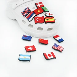 1 Pcs National Flag Shoe Charms Personalized Styling Shoe Accessories Decorations Russia USA Spain Brazil Flag for Croc Jibz Kid