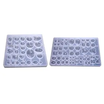 

Gem Jewelry Silicone Mold Oval Teardrop Square Heart Round Shapes, for Polymer
