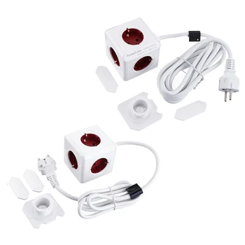 

EU Plug 3/1.5M Socket DE 5 Outlets Adapter Power Strip Cube Extension Adapter Multi Switched Socket For Smart Home