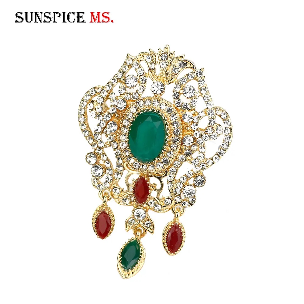 SUNSPICEMS золотой цвет Арабская искусственная красная зеленая Стразы этнический