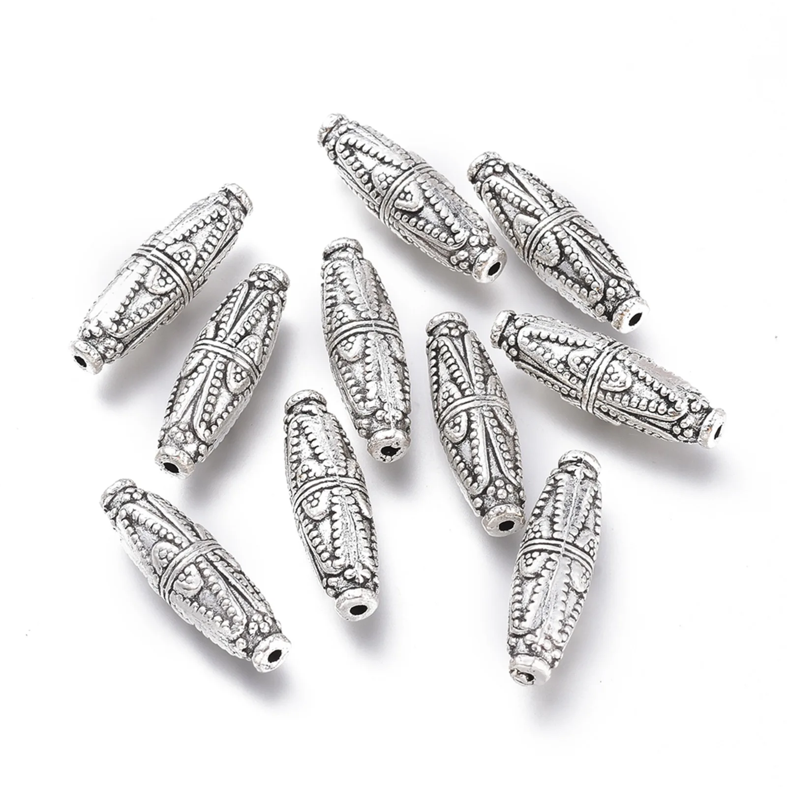 

10pcs Tibetan Style Alloy Rice Beads Antique Silver Color Loose Spacer Beads for DIY Jewelry Making Bracelet Necklace Accessory