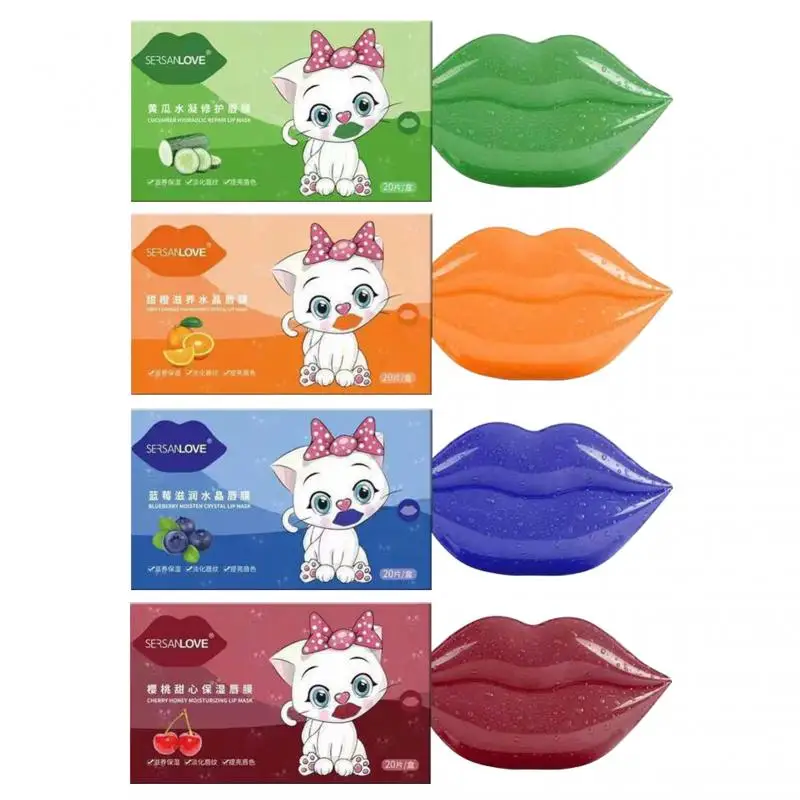 20Pcs Beauty Super Lip Plumper Pink Crystal Collagen Lip Mask Patches Moisture Essences Wrinkle Ance Korean Cosmetics Skin Care
