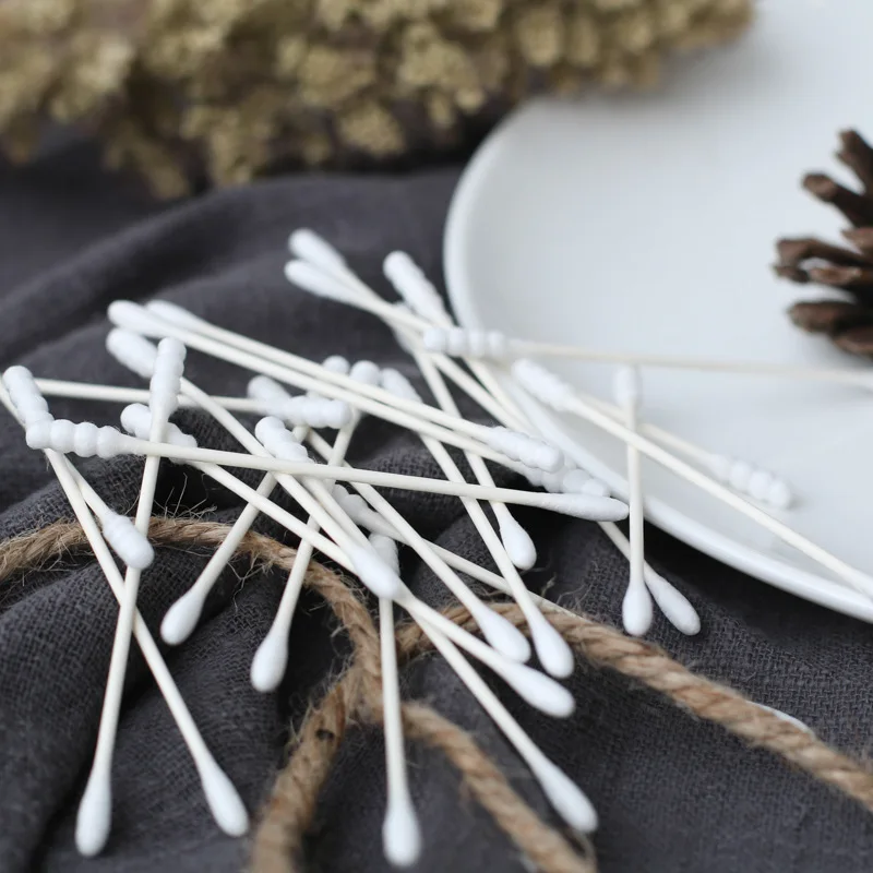 200pcs/Pack Cotton Swabs Cotton Paper Stick Baby Double Fine Head Disposable Cotton Ears Cleaning Health Care Tools