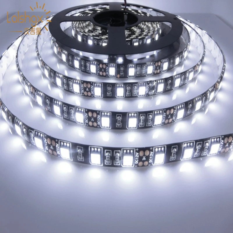 DC12V 60 Светодиодный s/m теплый белый/RGB светодиодный светильник 5 м/рулон 300 светодиодный черный PCB водонепроницаемый 65 5050SMD светодиодный гибкий светильник