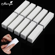 Monja 10Pcs Bianco Unghie artistiche Buffer Blocco di Levigatura Spugna di Lucidatura Del Chiodo Lime Unghia Toe Lucidatura Rettifica di Strumenti per Manicure(China)