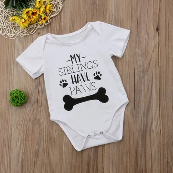 

my siblings have paws print Short sleeve Bodysuit For Baby Boy and Girls