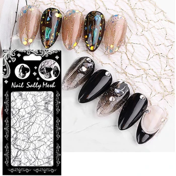 

Nail Sticker 3D Mesh Slider Adhesive Design Silver Gold Decal Manicure Art Decoration Foil Lacquer Accessoires