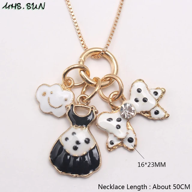 MHS.SUN New Design Fashion Girls Chain Necklace With Skirt/Bowknot/Cloud  Pendant Charm Jewelry Necklace For Baby Kids Gift 1PC - AliExpress
