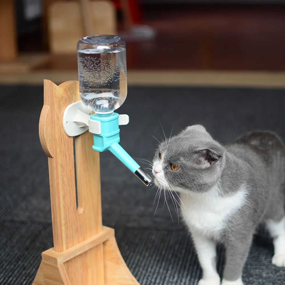 Dispensador de agua colgante para perros y mascotas, estante de madera sólida, fuente de agua para gato, sin dispensador de agua