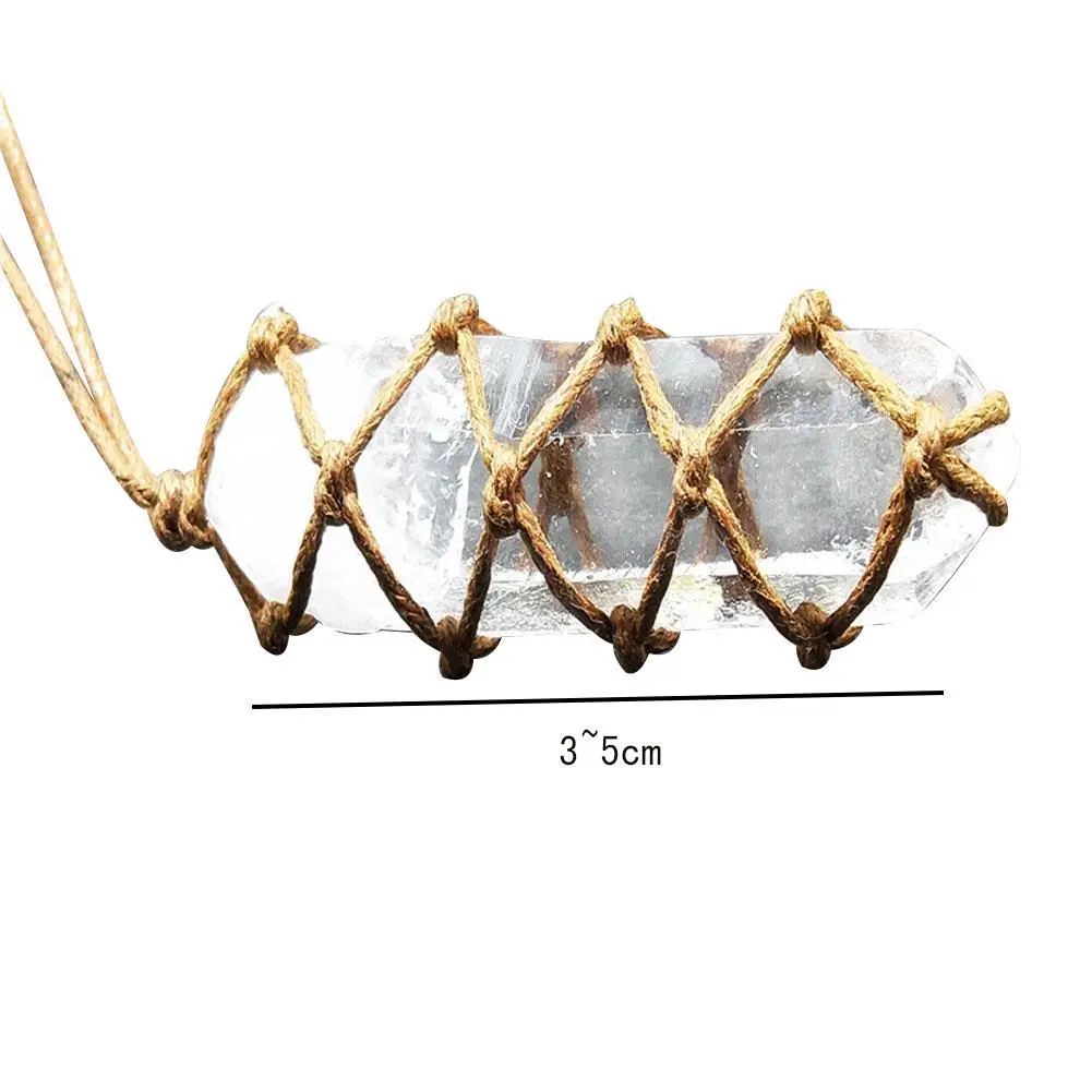 Натуральные белые кристаллы аметиста, кварца кулон в форме колонны Целебный Камень рейки вешалки ремесло с плетением веревки