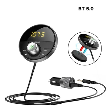 

New Bluetooth 4.1 Car Kit Handsfree AUX Adapter Audio Receiver MP3 Player 5.0 Phone Automatic Handsfree Wireless FM Transmitter