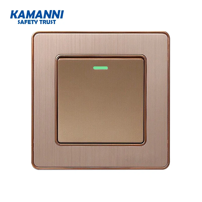 

KAMANNI Aluminum Panel Wall Switch And Socket Push Button On/Off Light Switch EU US Standard 1 2 3 4 gang 1 2 way AC 110V 250V